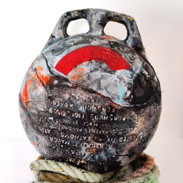Marker - Art work in mixed media on fishing buoy by Kirsten Mortimer